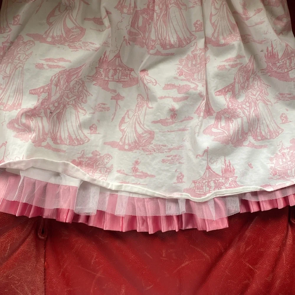 Disney Princess Girl’s Pink and White Toile Dress